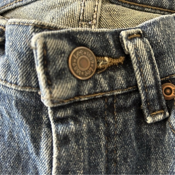 Vintage Lee Women’s High Rise 90s Medium Wash Straight Denim Raw Hem Jeans, Sz 8 - Picture 3 of 8